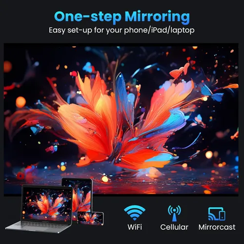 Miniatura 3 de GROVIEW Proyector, 15000lux 490ANSI nativo 1080P WiFi Bluetooth proyector, proyector de video de 300 pulgadas, compatible con 4K y zoom, Blanco