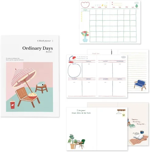 Miniatura 26 de Monolike Ordinary Days Diary Planificador de 6 Meses, Green day - Planificador Académico, Planificador Semanal y Mensual, Organizador