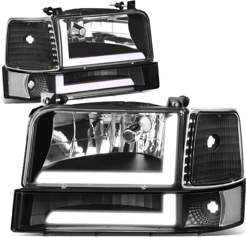 Miniatura 9 de DNA MOTORING Par de faros delanteros de barra de luz LED dual compatibles con 92-96 F150 F250 F350 Bronco, negro/ámbar, HL-LB-F15092-6P-BK-AM