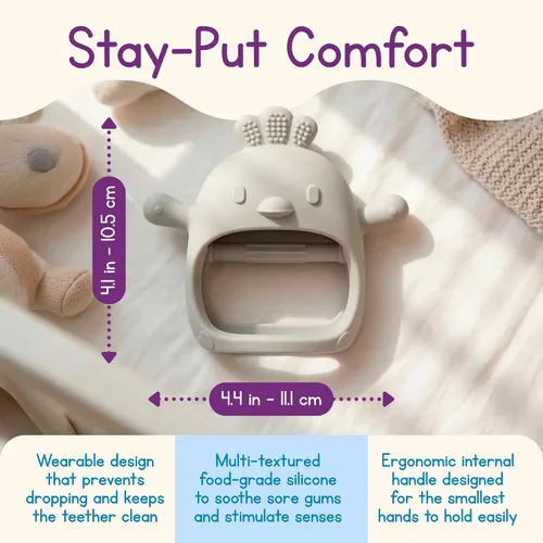 Miniatura 2 de PBnJ baby Paquete de 2 juguetes de dentición para bebés de 0 a 6 a 12 meses, guantes de dentición de silicona de grado alimenticio, sin caída