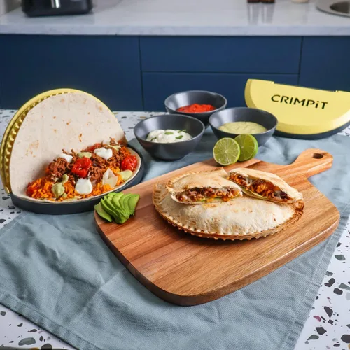 Miniatura 5 de CRIMPiT Sellador de tortillas grande – Para tortillas de harina de 10 a 12 pulgadas Haz tacos sellados, quesadillas, burritos y más Comidas sin