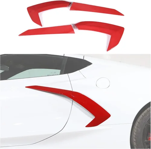 Cubierta de salida de aire lateral de la carrocería exterior compatible con Chevrolet Corvette C8 2020-2026, cubierta de moldura de puerta de Rojo