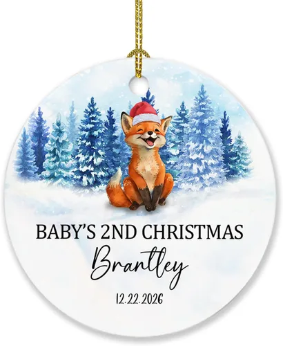 Miniatura 19 de Adorno de Navidad de la segunda Navidad del bebé 2026, marco de fotos de corona, adorno de segunda Navidad para papá, mamá, nombre de bebé
