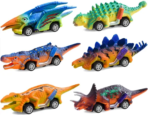 FFTROC Juguetes de dinosaurio para niños de 3 a 5 años, 6 unidades, camiones monstruos, juguetes para niños de 3 a 5 años