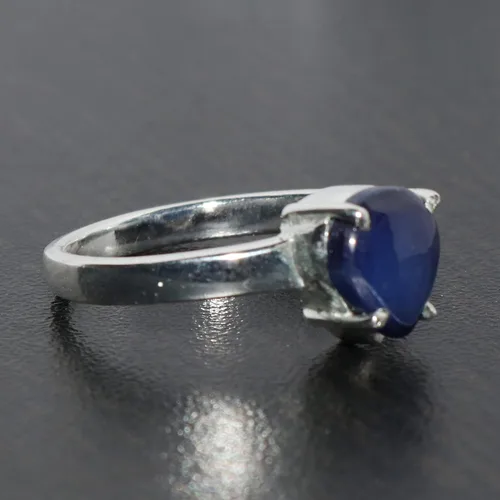 Miniatura 2 de GEMHUB Anillo de plata de ley de 1410 quilates con zafiro de estrella azul para mujer anillo de piedra natal con forma de pera anillo de diamantes