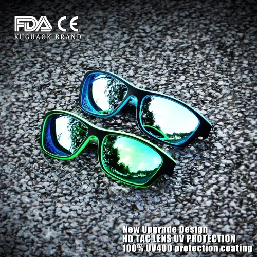Miniatura 18 de KUGUAOK Gafas de sol deportivas polarizadas para hombres, para conducir, ciclismo, pesca, gafas de sol 100% con protección UV 3apck-negro+azul+azul