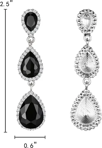 Miniatura 118 de EleQueen Pendientes de cristal austriaco en tono dorado para mujer, forma de pera de 2.5 pulgadas, color esmeralda