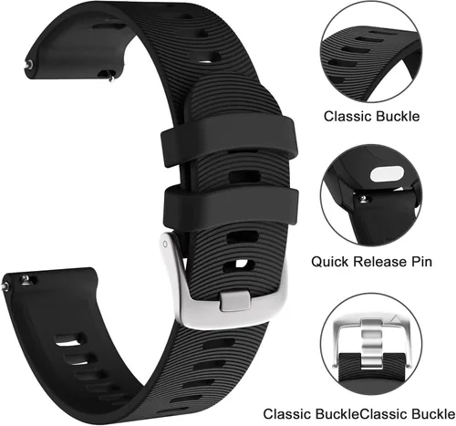 Miniatura 3 de ISABAKE Correa de reloj para Garmin Forerunner 245/645 Music, correa de repuesto de silicona de liberación rápida de 0.787 in para Vivoactive 3/Venu
