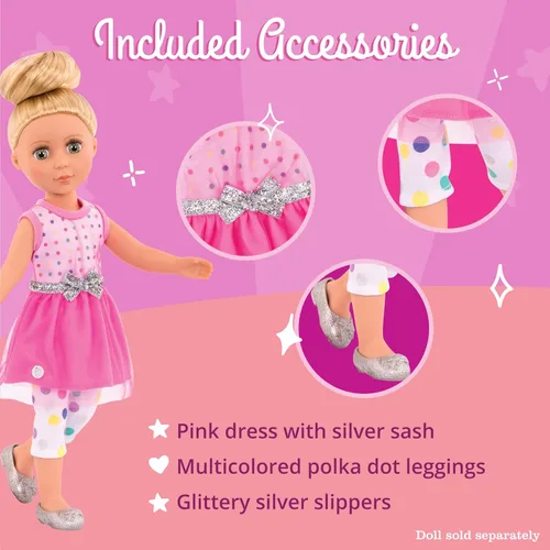 Miniatura 3 de Ropa y accesorios para muñecas Glitter Girls de 14 pulgadas – Vestido y leggings de conjunto regular brillante – Para niñas de 3 años en adelante