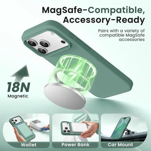 Miniatura 434 de GONEZ Funda de silicona para iPhone 15 Pro Max, compatible con Magsafe, protector de cámara + protector de pantalla, forro de microfibra suave