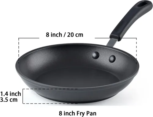 Miniatura 2 de Cook N Home Sartén antiadherente anodizada dura profesional de 8 pulgadas, sartén de cocina con asas que se mantienen frescas, apta