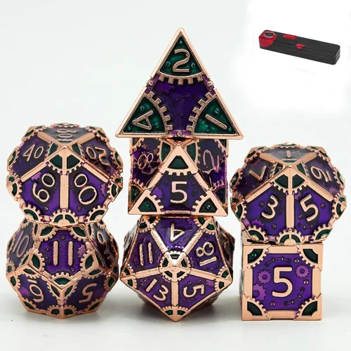 Miniatura 13 de UDIXI Juego de dados de metal de 7 troqueles, juego de dados poliédricos DND para juegos de rol y otros juegos de mesa (cobre antiguo)