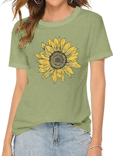 Miniatura 2 de Camisas de girasol para mujer, lindas camisetas gráficas de diente de león, camisetas de manga corta de verano para mujer