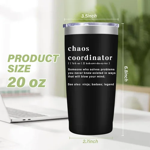 Miniatura 2 de Vaso Tumbler Chaos Coordinator, Regalos de Navidad para Mujeres, Idea Única para Empleada, Enfermera, Jefa, Maestra, Oficina, Regalos para Mujeres