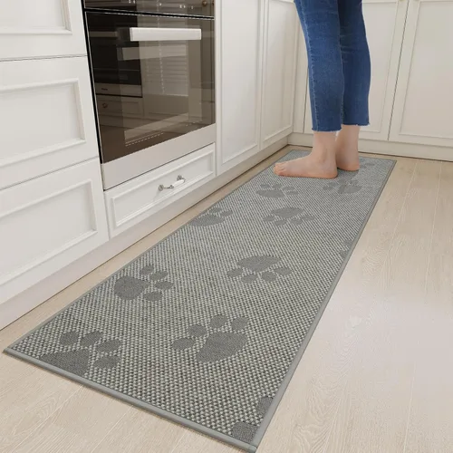Miniatura 64 de YDKGL Tapetes de cocina para piso, alfombras de cocina súper absorbentes, antideslizantes, lavables, de lino sintético suave trenzado, alfombra