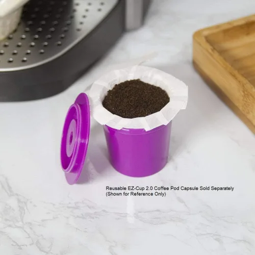 Miniatura 6 de Perfect Pod EZ-Cup Filtros de café de papel con tapa patentada para cafeteras de una sola porción y cápsulas de café, compatibles con Keurig