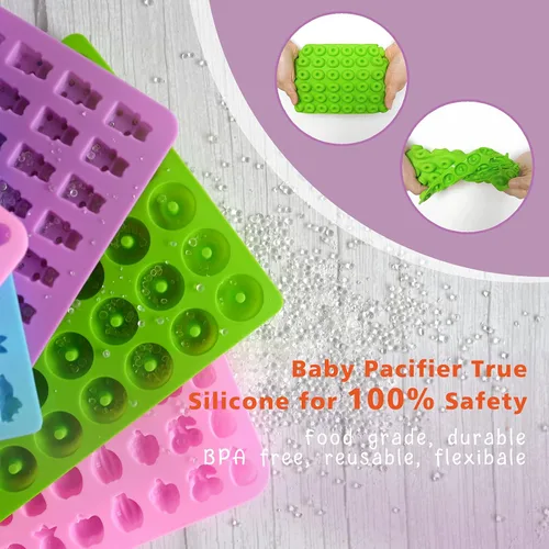 Miniatura 3 de Moldes de silicona para gomitas de oso, 32 unidades, molde antiadherente para dulces de chocolate, 18 formas para 327 dulces, con 4 goteros, cepillo