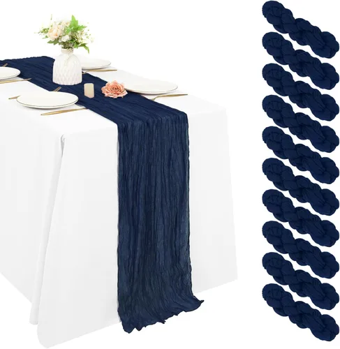 Miniatura 82 de 10 piezas de camino de mesa de estopilla en azul bebé 10 pies, camino de mesa de gasa para recepción de boda, despedida de soltera, fiesta