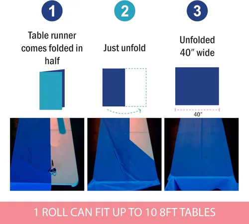 Miniatura 3 de Rollo de plástico para cubierta de mesa color verde manzana, 40 pulgadas x 100 pies, rollo de plástico resistente para cubierta de mesa de banquetes