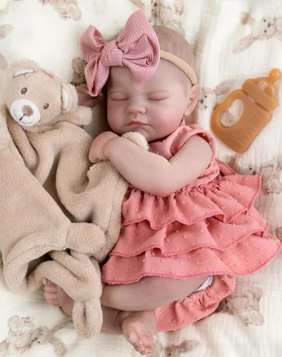 Miniatura 9 de Aori - Muñecas bebés Reborn realistas - Muñeca recién nacida durmiente de 20 pulgadas, niña realista con set de alimentación y atuendo - Cuerpo