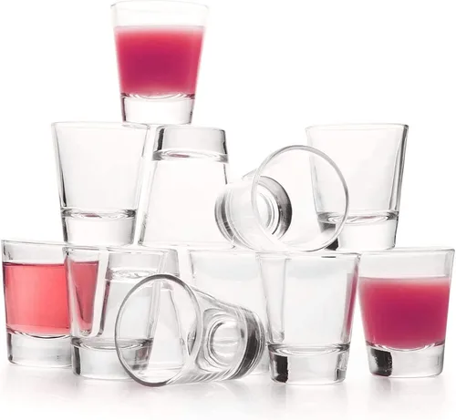 Miniatura 5 de Gencywe Juego de 6 vasos de chupito con base pesada, vasos de chupito transparentes de 1.6 onzas a granel, pequeños vasos de whisky para vodka