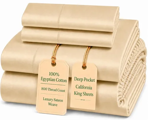 Miniatura 93 de Sábanas King de Bolsillo Profundo Juego de Sábanas King, 800 Hilos de Fibra Larga Totalmente Elásticas Sábanas de Algodón Egipcio y Fundas