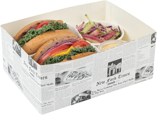 Miniatura 22 de Restaurantware Bio Tek - Bandejas de hamburguesas de 8.4 x 6 x 3.5 pulgadas, 100 bandejas de papel desechables para alimentos, bandejas de papel