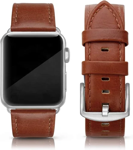 Miniatura 31 de EDIMENS Correas de cuero compatibles con Apple Watch de 1.81 pulgadas, 1.77 pulgadas, 1.73 pulgadas, 1.65 pulgadas (serie 1, 2, 3) para hombres
