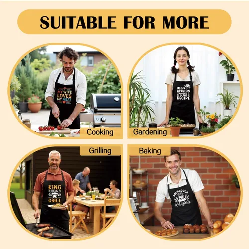 Miniatura 6 de Divertidos delantales para hornear con texto en inglés "I Bake Because Punching People is Frowned Upon", delantales negros de cocina para mujer
