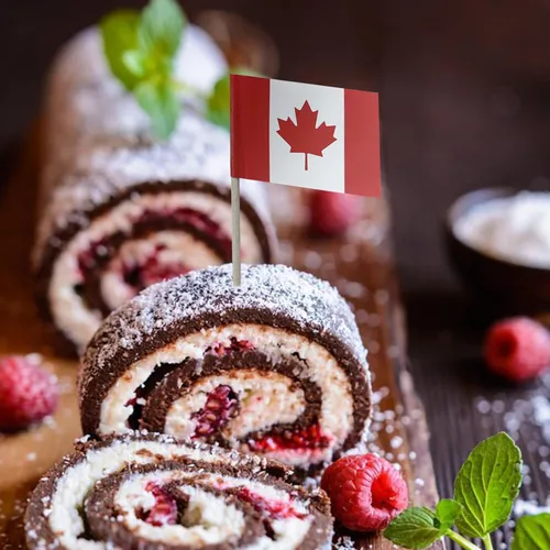Miniatura 3 de 100 banderas de palillos de dientes canadienses con bandera de Canadá, pequeños adornos para cupcakes, banderas canadienses, selecciones de cóctel