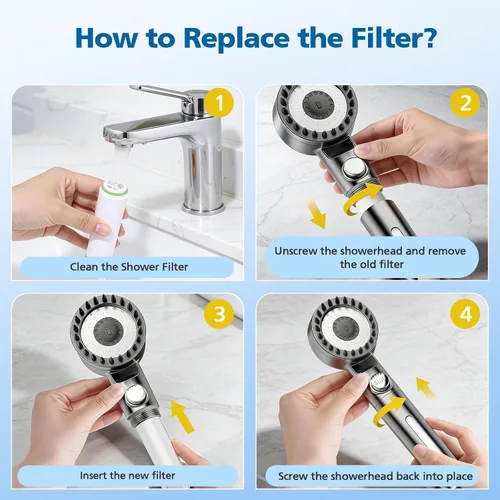 Miniatura 9 de Filtro de ducha compatible con cabezal de ducha de mano PWERAN, filtros de repuesto de 9 etapas para agua dura, filtrado de iones de alta eficiencia