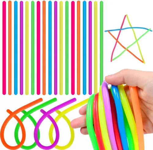 100 piezas de cuerdas elásticas coloridas para fidget, juguetes sensoriales, premios de carnaval, juguete para aliviar el estrés para premio de