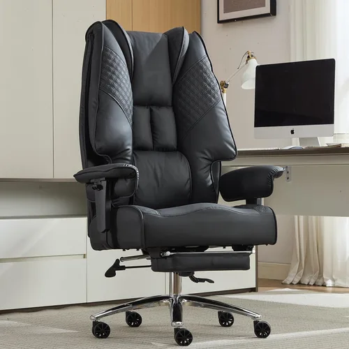 Miniatura 22 de EXCEBET Silla de oficina grande y alta con reposapiés, silla de oficina ejecutiva de piel sintética con respaldo alto, 400 libras, sillas Blanco