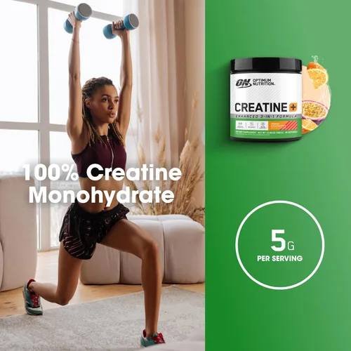 Miniatura 4 de Optimum Nutrition Creatina Monohidrato Plus en polvo, sabor a maracuyá naranja, mezcla de rendimiento de creatina con electrolitos