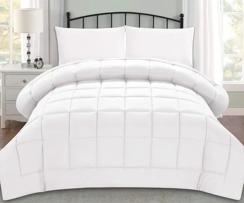 Miniatura 10 de Elegant Comfort Edredón de lujo súper suave de plumón de ganso alternativo, cosido en caja y doble relleno, edredón de calidad premium, calidez