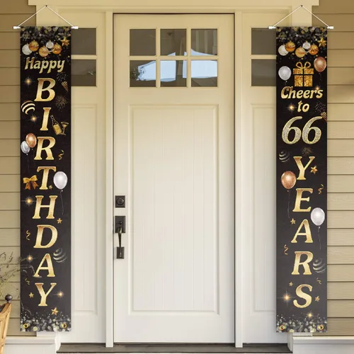 Miniatura 50 de Cartel de Feliz cumpleaños para la puerta, color negro