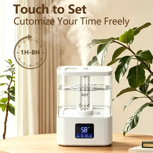 Miniatura 5 de KZF Humidificadores de llenado superior de 4 L para dormitorio y tiempo de funcionamiento de 40 horas, humidificador de niebla fría, 3 niveles