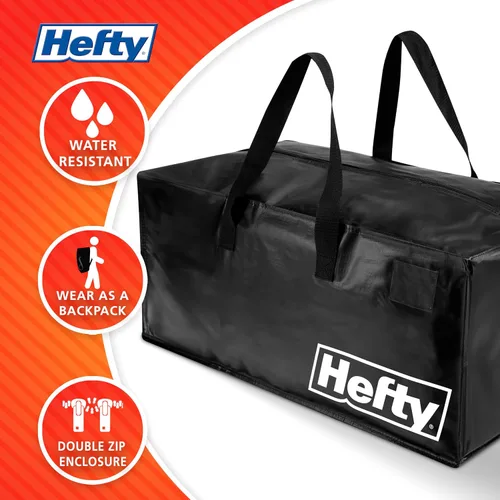 Miniatura 5 de Bolsa de mudanza Hefty – Mochila extragrande con doble cremallera – Resistente, resistente al agua, plegable, reutilizable para embalaje