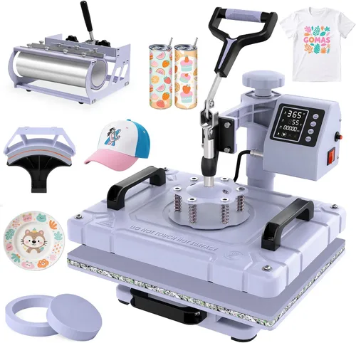 Miniatura 9 de Slendor - Máquina de presión de calor 5 en 1, prensa de calor para sublimación de 12x15 pulgadas, prensa digital de transferencia de calor con Rosa