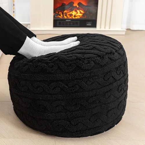 Miniatura 11 de Asuprui Puf Otomano Sin Relleno Reposapiés Otomano 20x12 Pulgadas Puf de Piso Redondo Piso Silla Bean Bag Sin Relleno Reposapiés con Almacenamiento