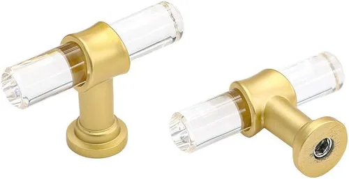 Miniatura 14 de homdiy LS9165GD76 - Tiradores acrílicos de latón cepillado para cajones, manijas de gabinete transparentes para cajones de tocador, manijas