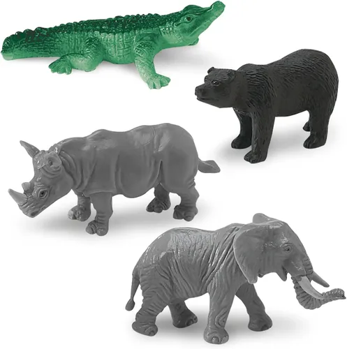 Miniatura 6 de Caja Safari Ltd con 12 animales de la jungla, incluye jirafa, oso pardo, tigre, camello, león, cocodrilo, gorila, hipopótamo, rinoceronte, cebra