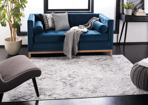 Miniatura 3 de SAFAVIEH Amelia Collection ALA783F - Alfombra de área de 5 pies 3 pulgadas x 7 pies 6 pulgadas, gris y gris claro, diseño moderno enrejado