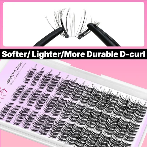 Miniatura 5 de VEYESBEAUTY Extensiones de Pestañas en Racimos Banda Delgada e Invisible DIY Pestañas Postizas Individuales Serie de Cinco Segundos
