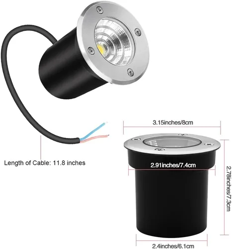 Miniatura 3 de Luces de pozo de iluminación de paisaje, bajo voltaje al aire libre en tierra, 5 W 12 V-24 V, impermeable, luz blanca cálida de 3000 K para jardín