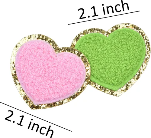 Miniatura 4 de Kare & Kind Parches bordados de chenilla con forma de corazón para planchar para ropa, camisas, uniformes, vestidos, chaquetas, bolsos, sombreros