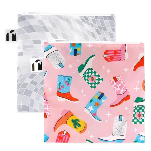 Miniatura 34 de Bumkins Bolsas de aperitivos reutilizables, para el almuerzo escolar de niños y para adultos, tela lavable, bolsa de tela impermeable