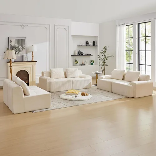 Miniatura 39 de Modular Sectional Sofa with Movable Ottoman, 1 Seat Deep Seat Couch with 1 Pillow, Comfy Cloud Sectional Sofa for Living Room, Bedroom and Apartment