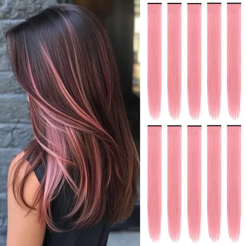 Miniatura 11 de Extensiones de cabello sintético de 22 pulgadas, extensiones de cabello sintético largo y lacio con clip, extensiones de cabello sintético para Negro