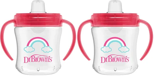 Miniatura 14 de Dr. Brown's Milestones - Vaso entrenador con boquilla suave y asas, color azul estrella, sin BPA, 6 oz/180 mL, a partir de 6 meses
